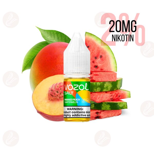 Vozol E-liquide sel de nicotine 20mg/ml Peach Mango Watermelon
