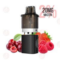 Vozol Vista Plug Pod Strawberry Raspberry Cherry – Fruchtmix aus Erdbeere, Himbeere und Kirsche, Nikotinsalz 20 mg, 2 ml Pod & 10 ml Tank.