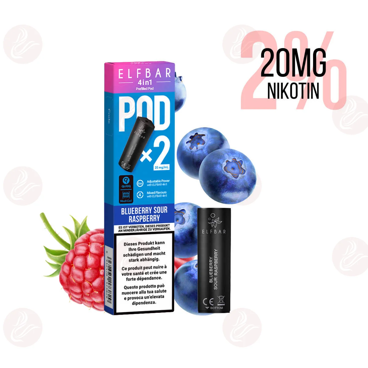 Elfbar - 4 en 1 Vape Pod Blueberry Sour Raspberry