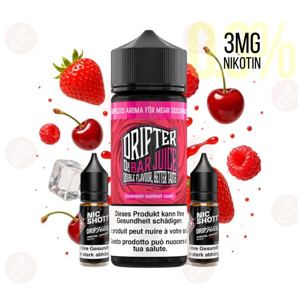 Drifter Bar Juice - Shortfill Liquid 120ml Strawberry Raspberry Cherry 3mg/ml