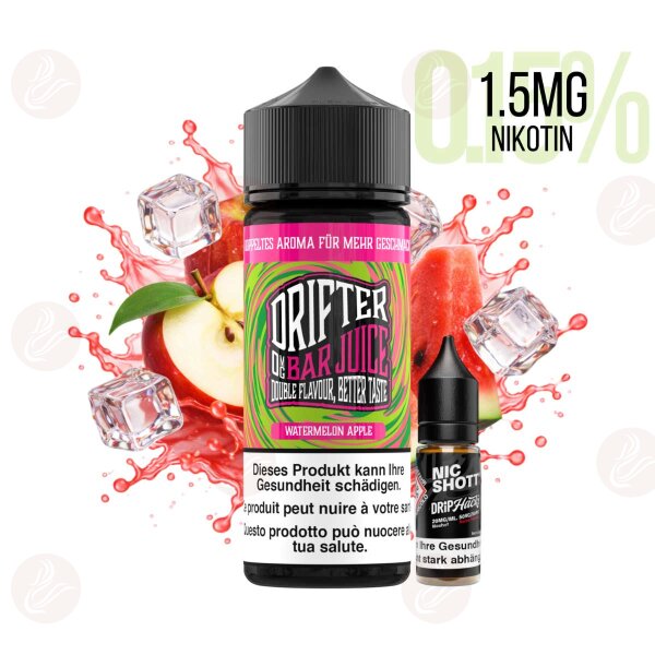 Drifter Bar Juice - Shortfill Liquid 120ml Watermelon Apple 1.5mg/ml