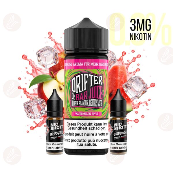 Drifter Bar Juice - Shortfill Liquid 120ml Watermelon Apple 3mg/ml