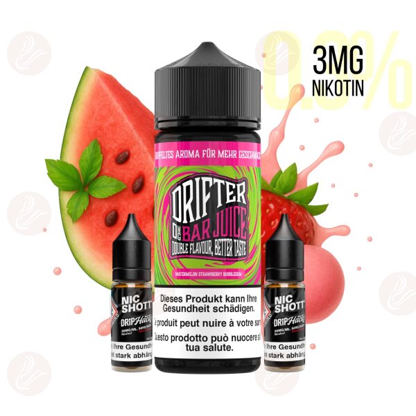 Drifter Bar Juice - Shortfill Liquid 120ml Watermelon Strawberry Bubblegum 3mg/ml