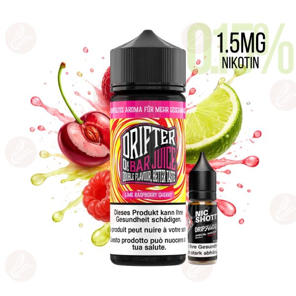 Drifter Bar Juice - Shortfill Liquid 120ml Lime Raspberry Cherry 1.5mg/ml