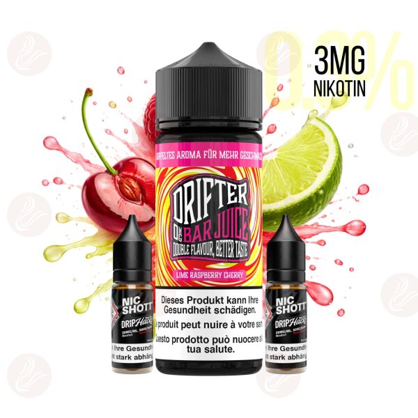 Drifter Bar Juice - Shortfill Liquid 120ml Lime Raspberry Cherry 3mg/ml