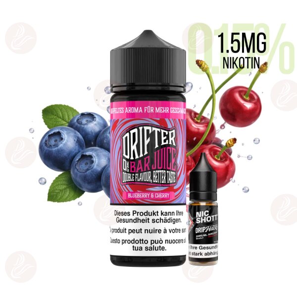 Drifter Bar Juice - Shortfill Liquid 120ml Blueberry Cherry 1.5mg/ml