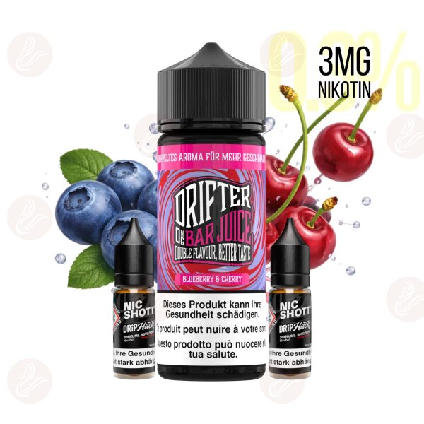 Drifter Bar Juice - Shortfill Liquid 120ml Blueberry Cherry 3mg/ml