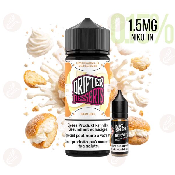 Drifter Desserts Bar Juice - Shortfill 120ml Cream Donut 1.5mg/ml