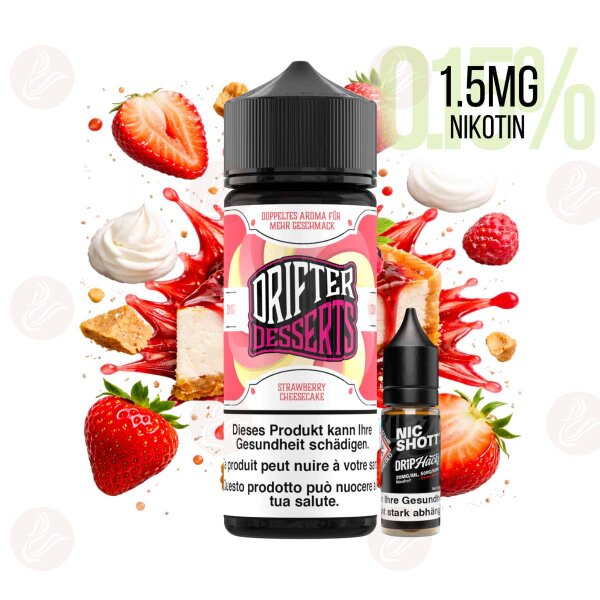 Drifter Bar Juice - Dessert Series - Shortfill 120ml  Strawberry Cheesecake 1.5mg/ml