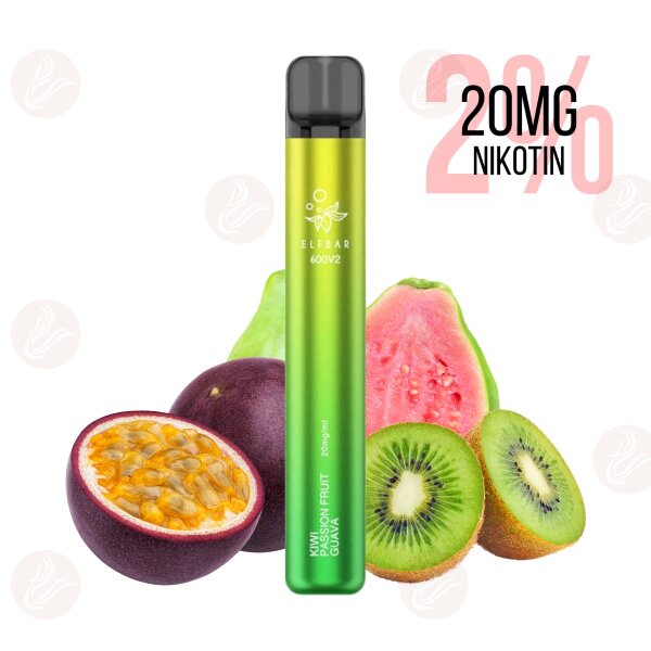 Elfbar - Einweg E Zigarette 600 V2 Kiwi Passionfruit Guava 20mg/ml 2% - MHDÜ