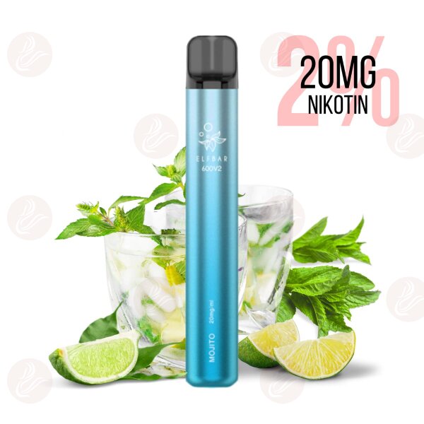 Elfbar - Einweg E Zigarette 600 V2 Mojito 20mg/ml 2% - MHDÜ