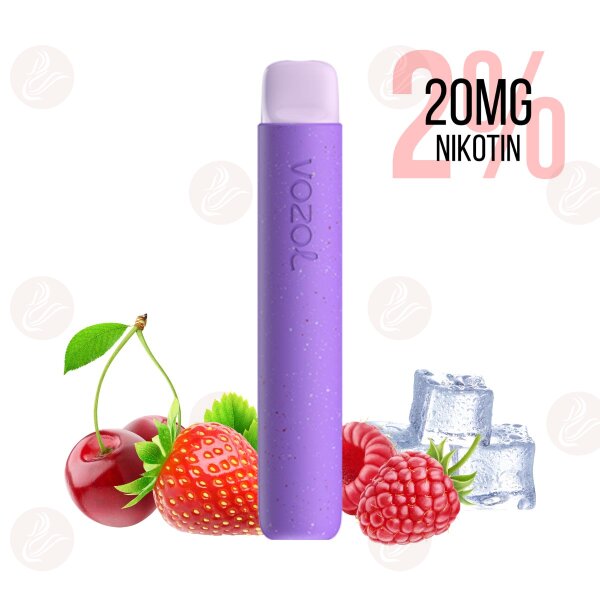 Vozol - Star 600 Sigaretta elettronica usa e getta Fragola Lampone Ciliegia 20 mg/ml (2%) Sali di nicotina - Da consumarsi preferibilmente entro