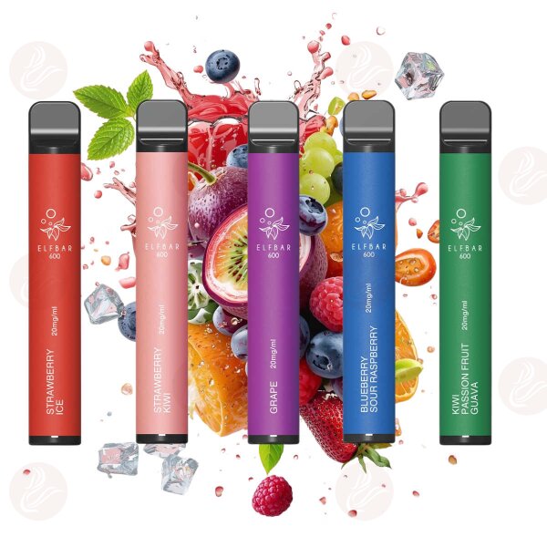 Elfbar - Monouso 600 - Pacchetto da 5 con aromi alla frutta
