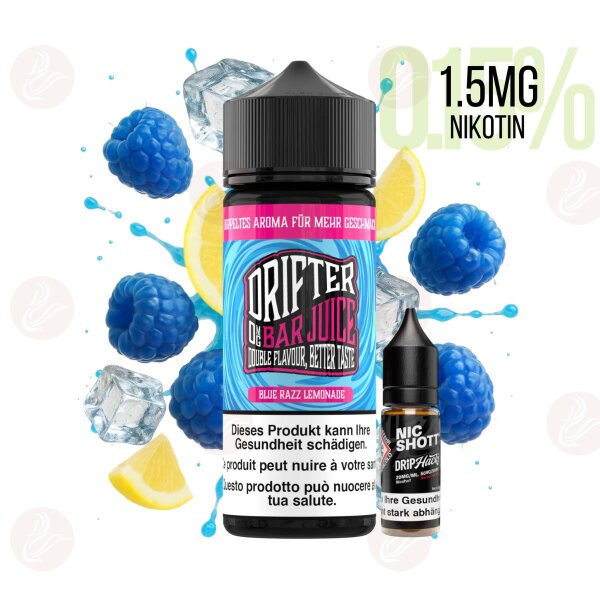 Drifter Bar Juice - Blue Razz Lemonade ICE Shortfill 120ml mit 1.5 mg/ml Nikotin