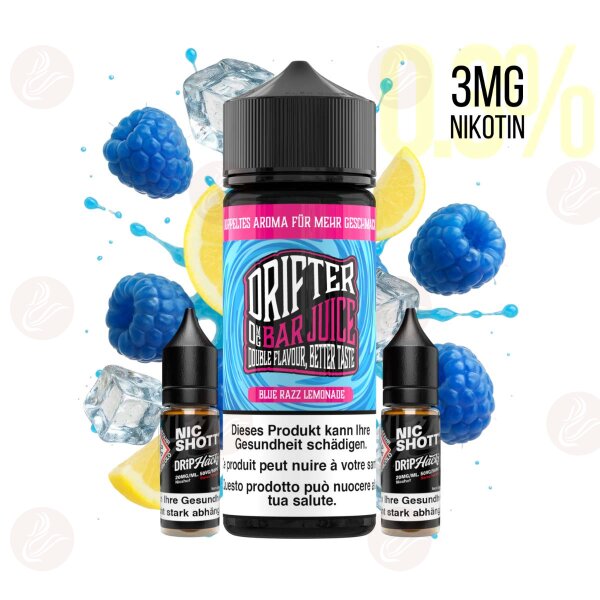 Drifter Bar Juice - Blue Razz Lemonade ICE Shortfill 120ml mit 3 mg/ml Nikotin