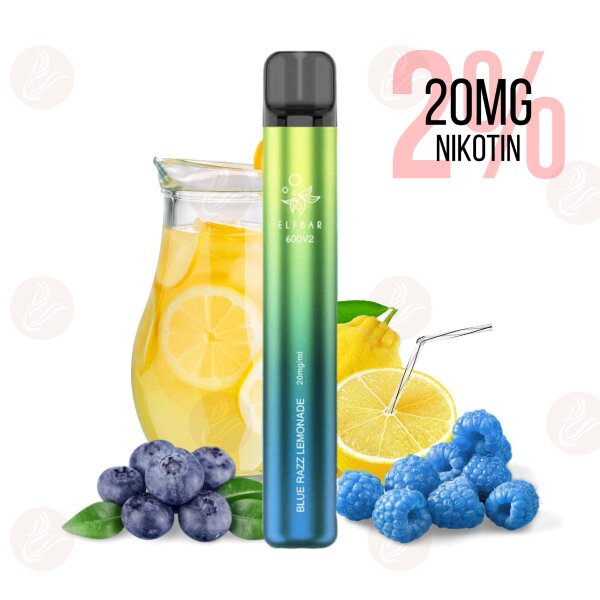 Elfbar - Einweg E Zigarette 600 V2 Blue Razz Lemonade 20mg/ml 2%