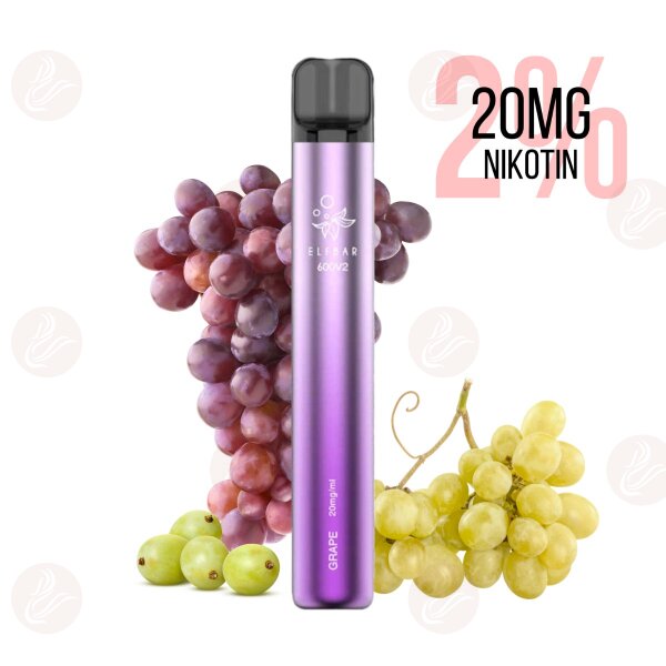 Elfbar - Disposable E Cigarette 600 V2 Grape 20mg/ml 2%