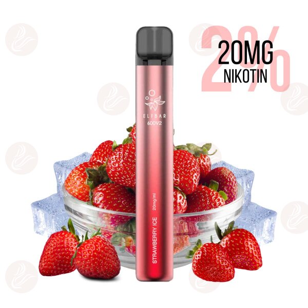 Elfbar - Einweg E Zigarette 600 V2 Strawberry Ice 20mg/ml 2%