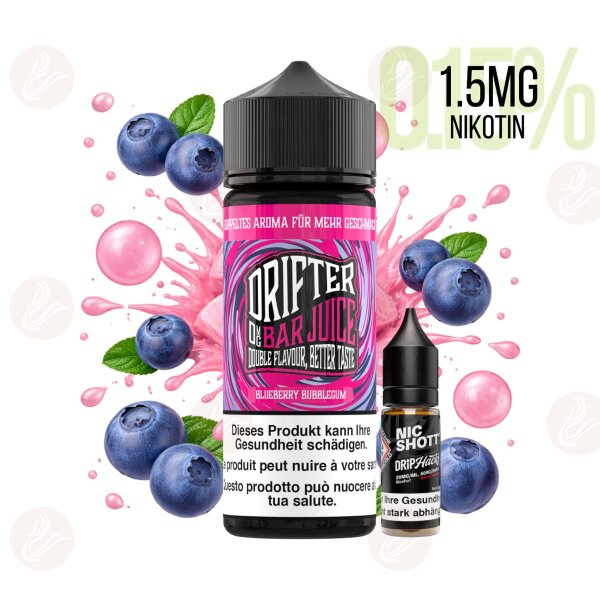 Drifter Bar Juice - Blueberry Bubblegum Shortfill 120ml mit 1.5 mg/ml Nikotin