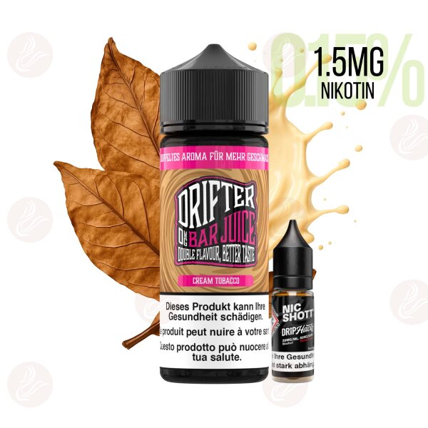 Drifter Bar Juice - Cream Tobacco Shortfill 120ml mit 1.5 mg/ml Nikotin