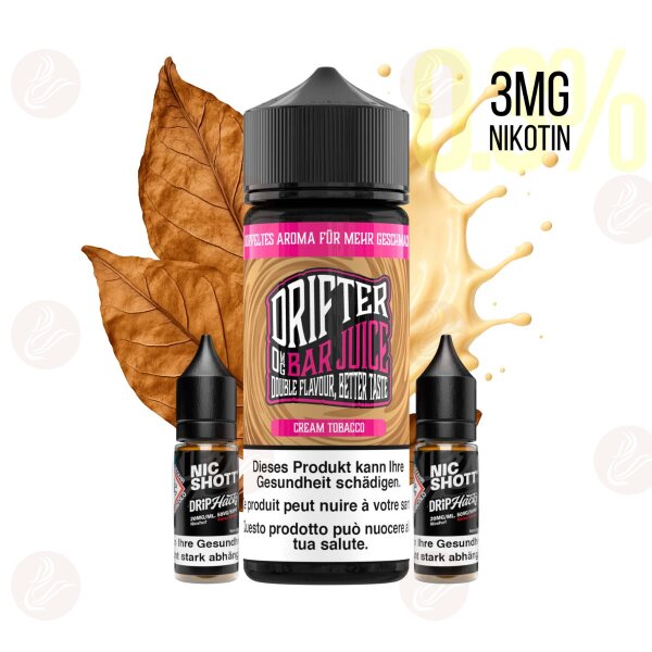 Drifter Bar Juice - Cream Tobacco Shortfill 120ml mit 3 mg/ml Nikotin