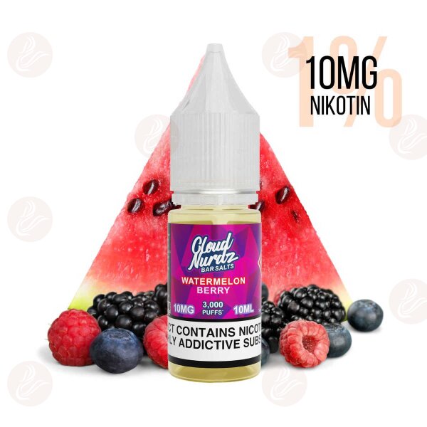 Cloud Nurdz – Watermelon Berry Bar Salt 10mg/ml (1%)