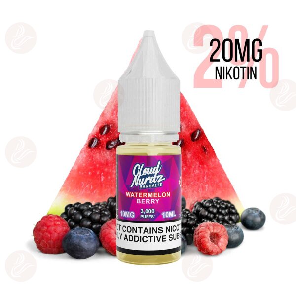 Cloud Nurdz – Watermelon Berry Bar Salt 20mg/ml (2%)