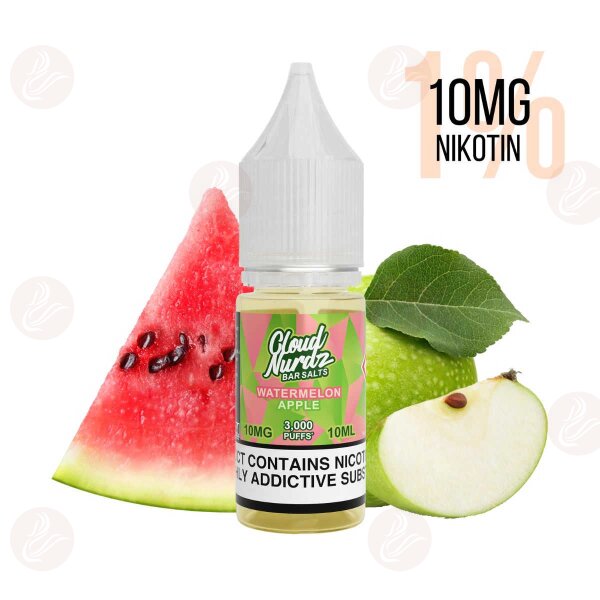 Cloud Nurdz – Apple Watermelon Bar Salt 10mg/ml (1%)