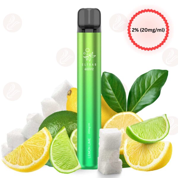 Elfbar - Einweg E Zigarette 600 V2 Lemon Lime 20mg/ml 2% - MHDÜ